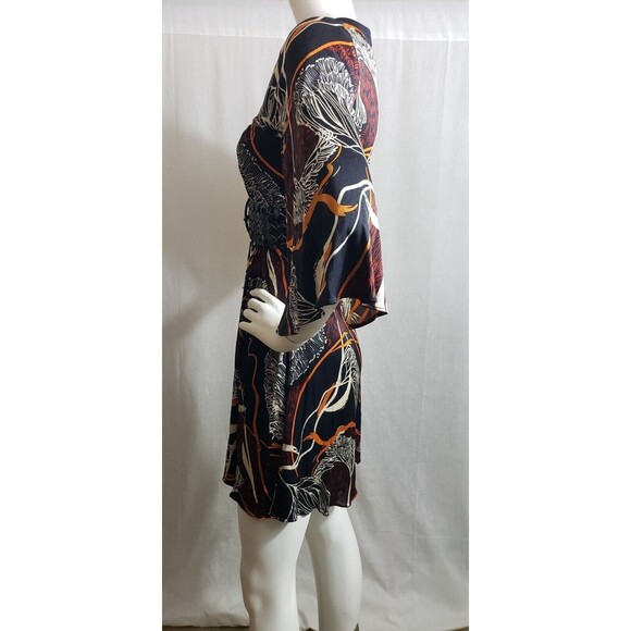 Sky Brand Dress M Multicolor Floral Patent Leather Belt 100% Silk Casual Spring - Picture 2 of 8